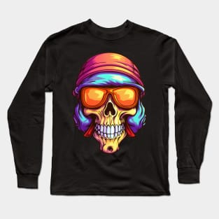 Skull with Sunglasses Psychedelic Color Long Sleeve T-Shirt